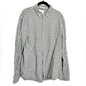 Primark White Grey Checkered Button Down Shirt